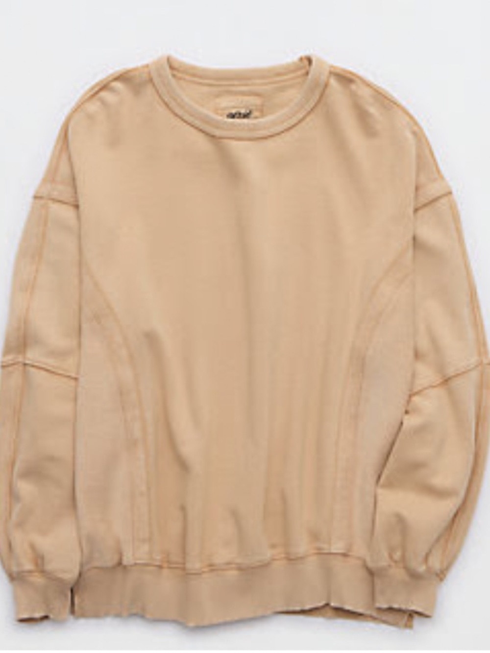 Aerie Women's Tan Oversized Crewneck Sweatshirt, 2X Plus Size - Picture 3 of 16